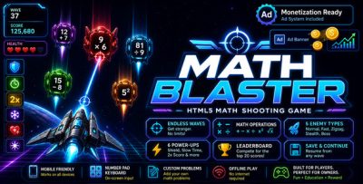 Math Blaster - HTML5 Educational Shooter Game