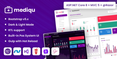 Mediqu - ASP.NET Core & MVC Bootstrap Hospital Admin Dashboard Template Dark-Light with RTL