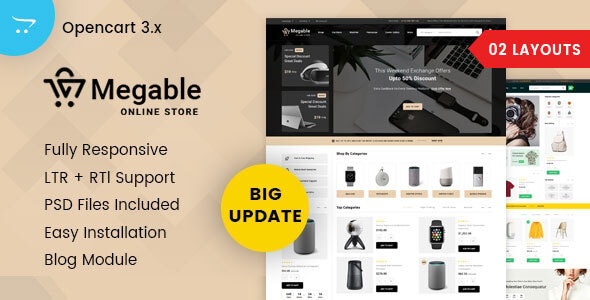 Megable Multipurpose - Responsive Opencart 3.0 Theme Megable Multipurpose - Responsive Opencart 3.0 Theme