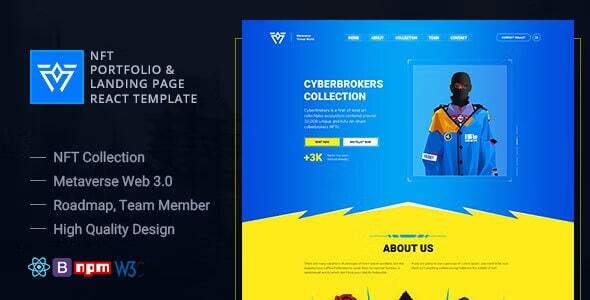 Metaverse - NFT Portfolio and Landing Page React Template Metaverse - NFT Portfolio and Landing Page React Template
