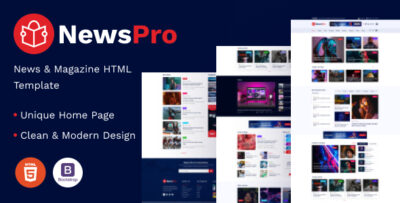 NewsPro - Blog, Magazine Html5 Template