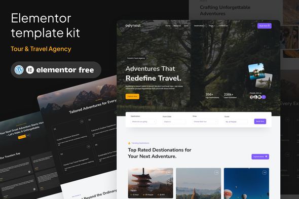 Odynest - Travel & Tour Agency Elementor Template Kit Odynest - Travel & Tour Agency Elementor Template Kit