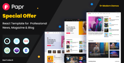 Papr: React Nextjs News and React Template