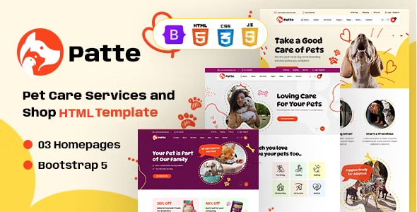 Patte - Pet Care and Pet Shop HTML Template Patte - Pet Care and Pet Shop HTML Template