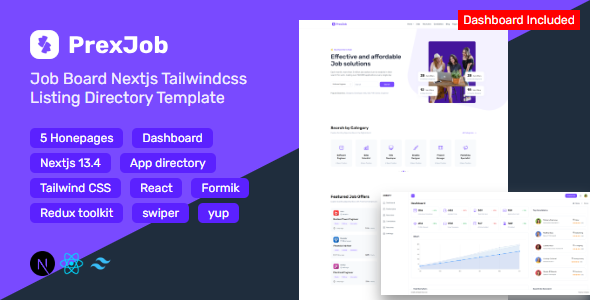 Prexjob | Job Board Nextjs Tailwindcss Listing Directory Template + Dashboard Prexjob | Job Board Nextjs Tailwindcss Listing Directory Template + Dashboard