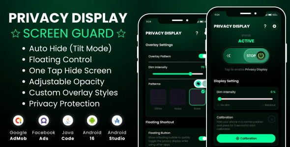 Privacy Display Screen Guard with AdMob Facebook Ads Android Privacy Display Screen Guard with AdMob Facebook Ads Android