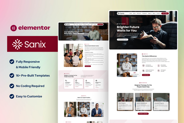 Sanix - Addiction Recovery & Rehabilitation Center Elementor Template Kit Sanix - Addiction Recovery & Rehabilitation Center Elementor Template Kit