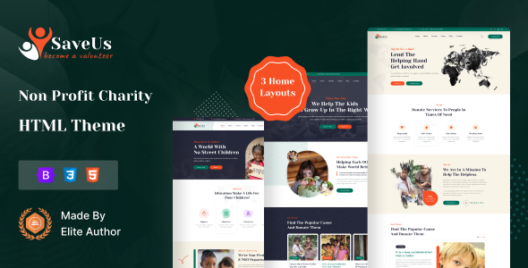 Saveus - Nonprofit Charity HTML Template Saveus - Nonprofit Charity HTML Template