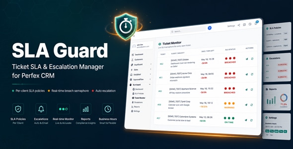 SLA Guard - Ticket SLA & Escalation Manager for Perfex CRM SLA Guard - Ticket SLA & Escalation Manager for Perfex CRM
