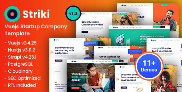 Striki - Vue Strapi 4+ IT Startup & SEO Marketing Company Template Striki - Vue Strapi 4+ IT Startup & SEO Marketing Company Template
