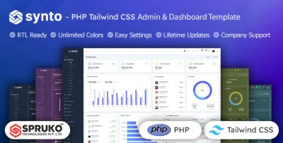 Synto - PHP Tailwind CSS Admin Panel Dashboard Template