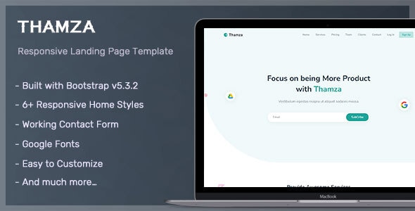 Thamza - Responsive Landing Page Template Thamza - Responsive Landing Page Template