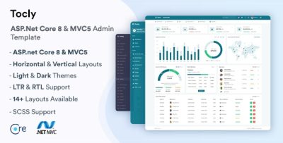 Tocly - ASP.Net Core 8 & MVC5 Admin & Dashboard Template