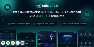 TorkGo - Metaverse Web3.0 IDO/INO launchpad Vue js , Nuxt js Template