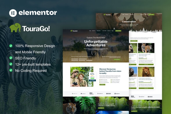 Tourago - Safari & Zoo Elementor Pro Template Kit Tourago - Safari & Zoo Elementor Pro Template Kit