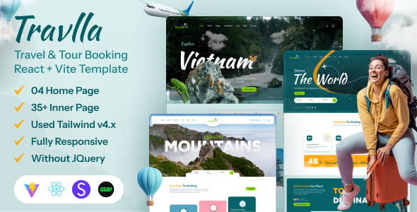 Travlla - Travel & Tour Booking React Vite Tailwind Template Travlla - Travel & Tour Booking React Vite Tailwind Template