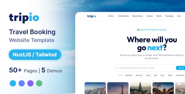 Tripio - Travel Booking Website | NuxtJS Tailwind Template Tripio - Travel Booking Website | NuxtJS Tailwind Template