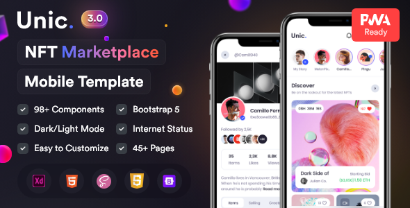 Unic - NFT Marketplace HTML Mobile Template Unic - NFT Marketplace HTML Mobile Template
