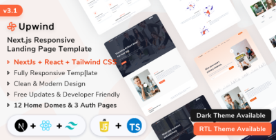 Upwind - Next.Js Landing Page Template (Next Js + React Js + Tailwind CSS v4)