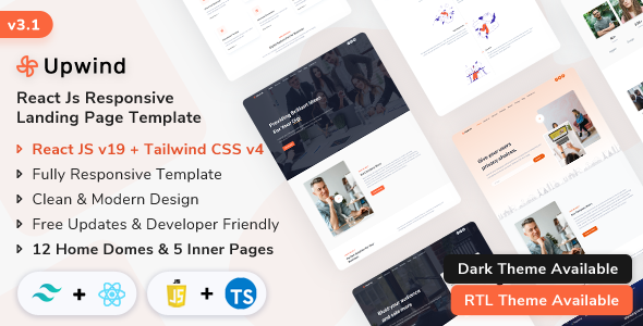Upwind - React Js Landing Page Template (Javascript + Typescript) Upwind - React Js Landing Page Template (Javascript + Typescript)
