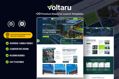 Voltaru - Solar & Green Renewable Energy Elementor Template Kit