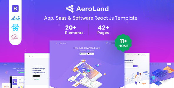Aeroland – React JS App & Sass Landing Page Template Aeroland – React JS App & Sass Landing Page Template