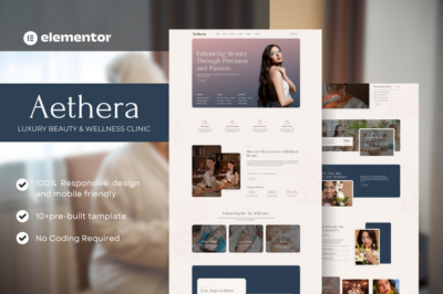 Aethera - Luxury beauty & Wellness Clinic Elementor Template Kit