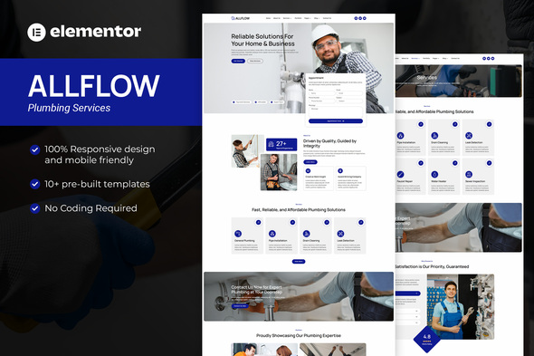 Allflow - Plumbing Services Elementor Pro Template Kit Allflow - Plumbing Services Elementor Pro Template Kit