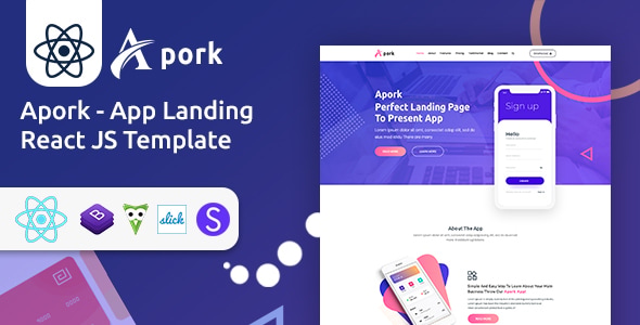 Apork - App Landing React JS Template Apork - App Landing React JS Template