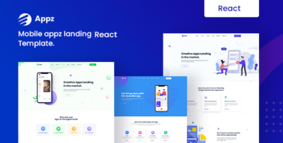 Appz - Mobile App landing React, NextJS Template