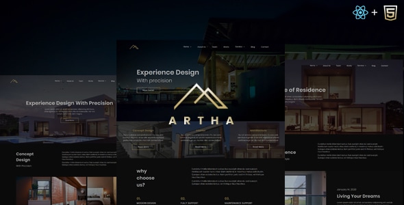 Artha - React Interactive Interior Template Artha - React Interactive Interior Template