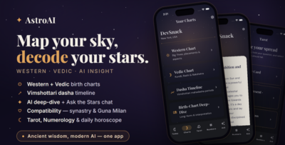 AstroAI - AI Astrology, Tarot & Numerology App (Flutter + Next.js, Western + Vedic, Birth Chart)