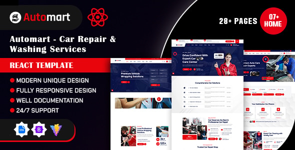 Automart - Car Repair & Washing Services React Template Automart - Car Repair & Washing Services React Template