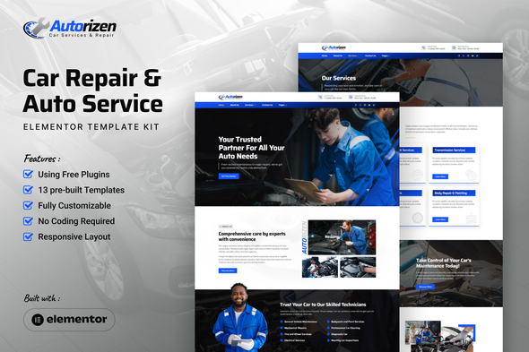 Autorizen - Car Repair & Auto Service Elementor Template Kit Autorizen - Car Repair & Auto Service Elementor Template Kit