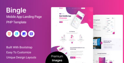 Bingle - Mobile App Landing Page PHP Template
