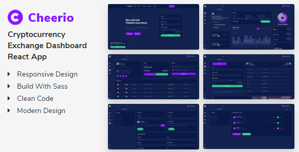 Cheerio - Cryptocurrency Exchange Dashboard React + Nextjs App Cheerio - Cryptocurrency Exchange Dashboard React + Nextjs App
