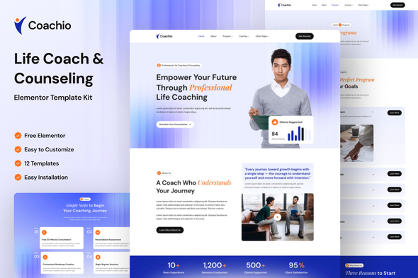 Coachio - Life Coach & Counseling Elementor Template Kit Coachio - Life Coach & Counseling Elementor Template Kit