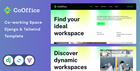 CoOffice - Coworking Space Website Django & Tailwind CSS 4 Template CoOffice - Coworking Space Website Django & Tailwind CSS 4 Template