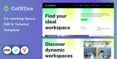 CoOffice - Coworking Space Website PHP & Tailwind CSS 4 Template