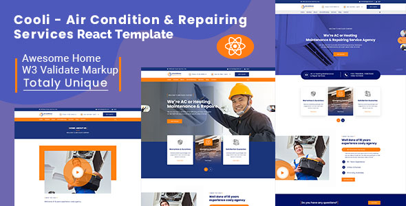 Cooli - Air Conditioning & Repiring Services React JS Template Cooli - Air Conditioning & Repiring Services React JS Template