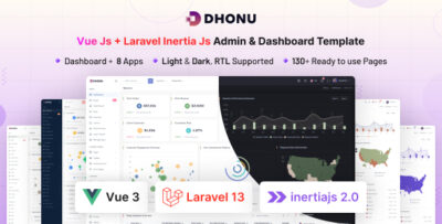 Dhonu - Vue + Laravel Inertia Js Admin Dashboard Template