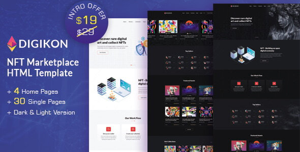 Digikon - NFT Digital Asset Marketplace HTML Template Digikon - NFT Digital Asset Marketplace HTML Template