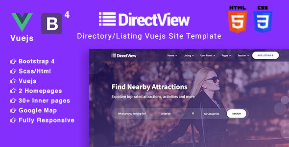 DirectView - Directory and Listings Vuejs Site Template DirectView - Directory and Listings Vuejs Site Template