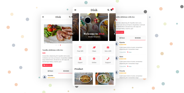 Dish - Cafe, Food and Restaurant Mobile Template Dish - Cafe, Food and Restaurant Mobile Template