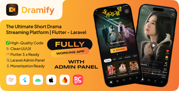 Dramify | Full Short Drama Streaming Flutter App With Laravel Admin Panel Dramify | Full Short Drama Streaming Flutter App With Laravel Admin Panel