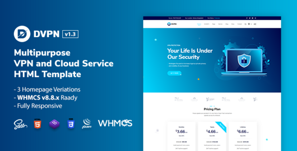 DVPN | Multipurpose VPN and Cloud Service HTML Template DVPN | Multipurpose VPN and Cloud Service HTML Template