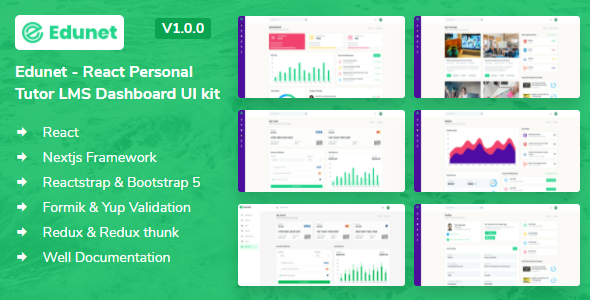 Edunet - React Personal Tutor LMS Dashboard UI kit Edunet - React Personal Tutor LMS Dashboard UI kit
