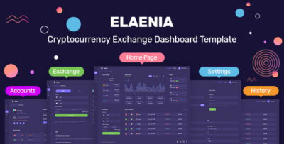 Elaenia - Cryptocurrency Exchange Dashboard Template + Landing Page