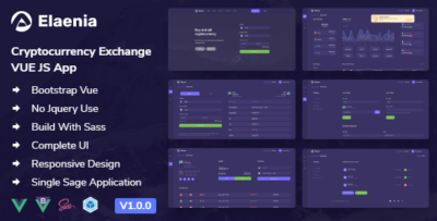 Elaenia - Cryptocurrency Exchange Dashboard VUE JS App + Landing page