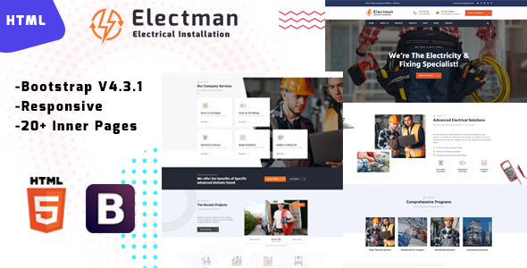 Electman - Electricity Repair HTML Template Electman - Electricity Repair HTML Template